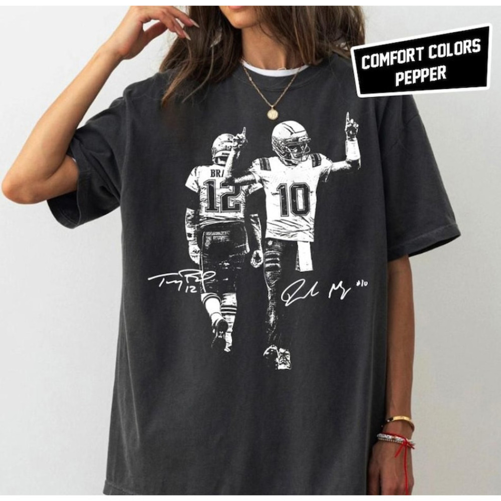 Drake Maye & Tom With Signature Comfort Colors Shirt Football Y2k Rap Tee